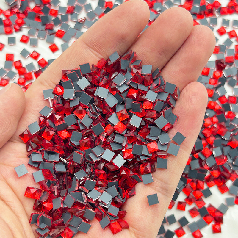 Diamante de cristal cuadrado de fondo plano DIY teléfono móvil manicura diamante plano accesorios de ropa diamante en caliente joyería diamante de imitación al por mayor