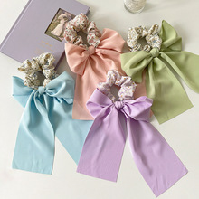 Verano francés bufandas de seda de arco correa de cabello flotante anillo de cabello de intestino grueso ligado cuerda de cabello suave adornamiento de cabello