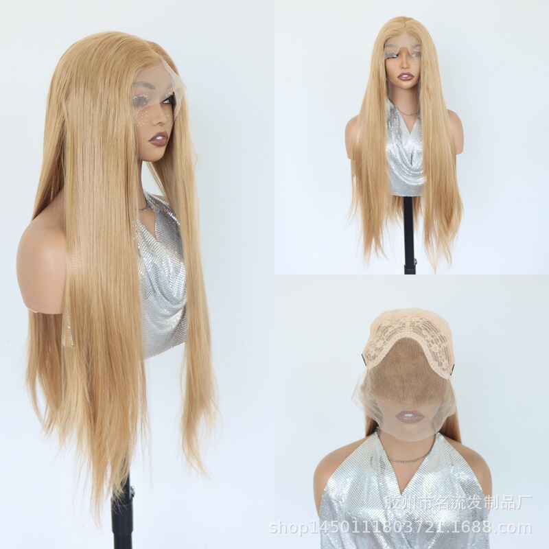 Factory wholesale production of 13*4 brown long straight hair retro style long high-temperature fiber straight wig Factory wholesale production of 13*4 brown long straight hair retro style long high-temperature fiber straight wig