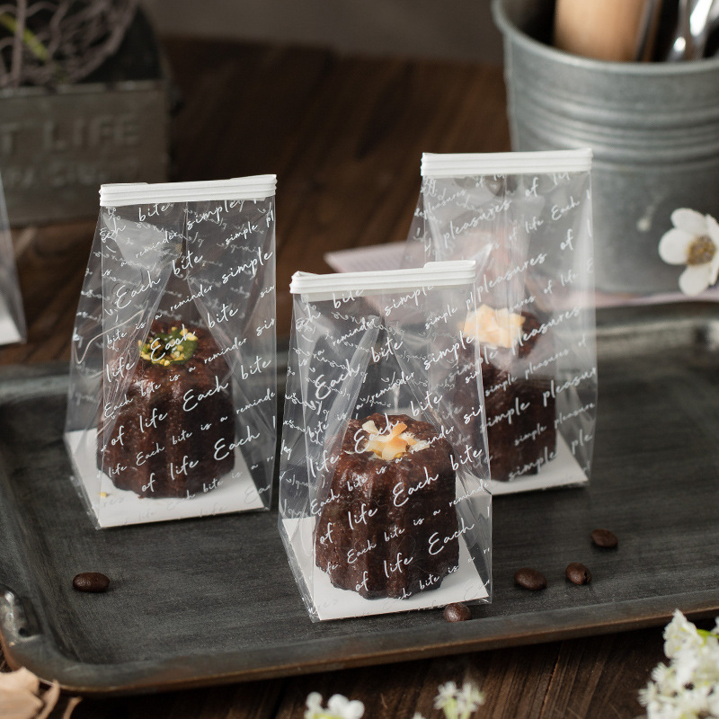 Keluli English Packaging Bag Transparent Biscuit Cookie Madeleine Candy Bag Cupcake Baking Packaging Box