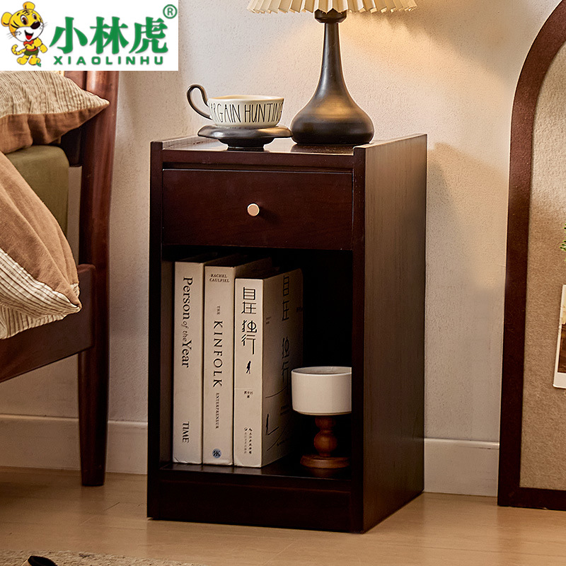 Solid Wood Bedside Table, Paulownia Wood Narrow Storage Cabinet, Mini Small Narrow Bedside Cabinet, Ultra-Narrow 30 cm Gap Cabinet