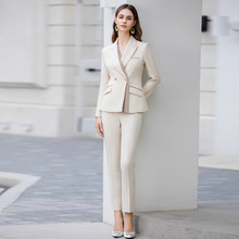 前台工作装女高级感职场工作服2024新款接拼浅色西装外套经理正装