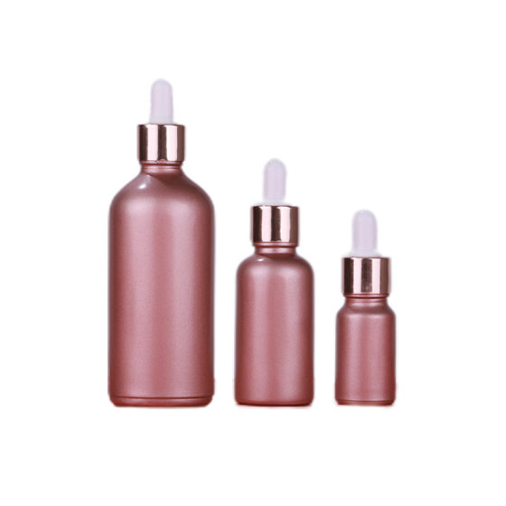 in stock supply 5ml-100ml round shoulder essence glass bottle rose gold essence bottle stock dropper bottle