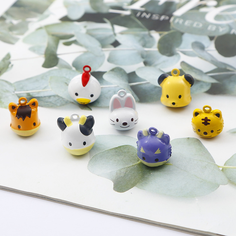Copper 12 zodiac bell crisp pendant handmade DIY material color homemade children's bracelet cute cartoon Copper 12 zodiac bell crisp pendant handmade DIY material color homemade children's bracelet cute cartoon