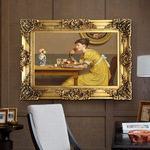 世界名画美式复古客厅油画欧式玄关挂画古典人物油画玫瑰装饰画