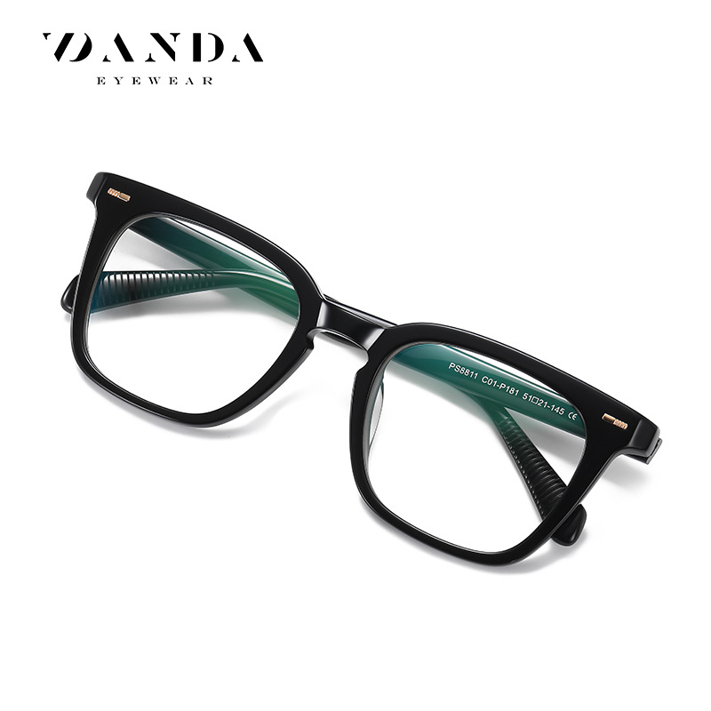 Moda artística placa gafas marco hombres y mujeres de la misma caja gafas lisas PS8811 Placa de marco completo anti-azul gafas de luz