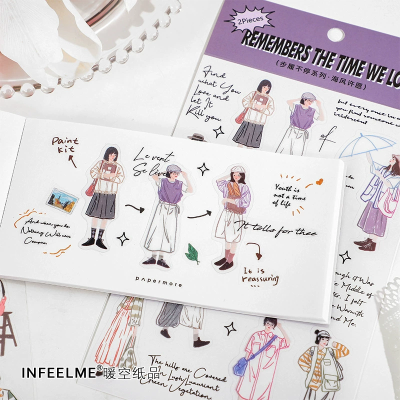 Стикер-пленка Infeel.me для ногтей серия шагов персонажи мультфильм девушки ручной учёт материал размещён 4 модели