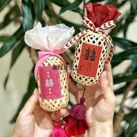 中式风结婚喜糖盒高级感婚礼喜糖袋糖果盒订婚包装盒手提回礼盒子