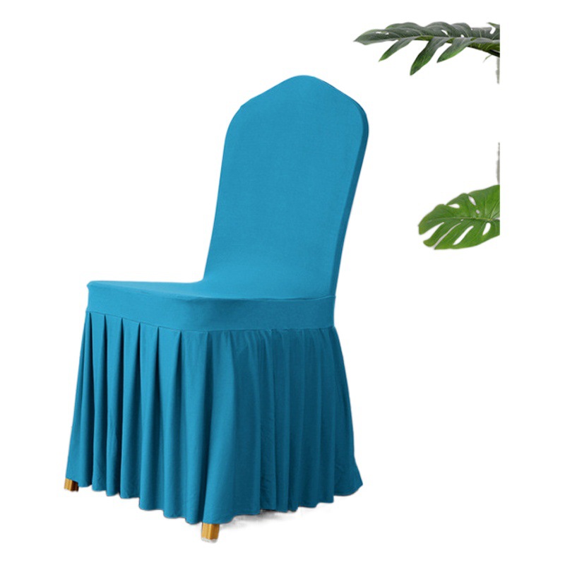 Chair Cover Thickened Stretch Pleated Skirt Dining Chair Cover Hotel Wedding Banquet Event Stool Cover Hotel Cloth