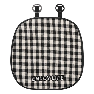 Seat Cushion, Lumbar Pillow, Headrest - black-plaid-3d-cat-car-seat-cushion-front-row