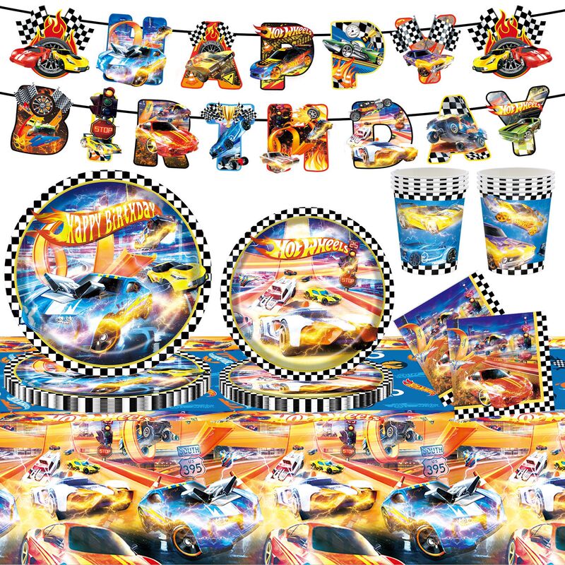 New Hot Wheels Paper Plate Children's Birthday Party Supplies Racing Tablecloth Tissue Cartoon Decoration Arrangement Set New Hot Wheels Paper Plate Children's Birthday Party Supplies Racing Tablecloth Tissue Cartoon Decoration Arrangement Set