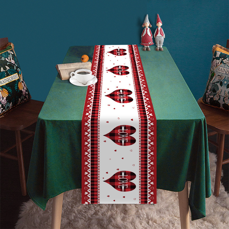 Transfronterizo nuevo día de San Valentín camino de mesa Lino impreso mantel hogar Decoración sofá fiesta Festival atmósfera Decoración