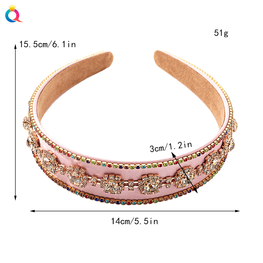 Baroque Style Oval Flower Plastic Inlay Rhinestones Pearl Hair Band 1 Piece display picture 2