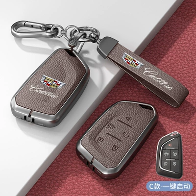 Car key bag – Gt4 Car Key Cases - standard-type-c-one-click-start-mocha-brown-zinc-alloy-shell-hardware-bracelet