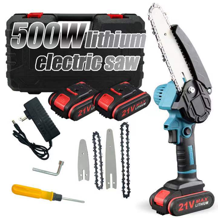 锂电锯有刷充电式电链锯4寸6寸小型单手锯迷你手持修枝锯 威克士