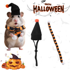 ペットミニハロウィン帽子弾性帽子小さなスカーフセットハロウィンペットおもちゃ人形装飾用品