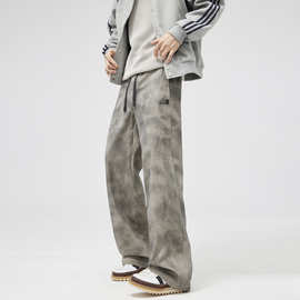 CD潮典秋冬季直筒裤男士垂感拖地休闲高街裤子潮流宽松卫裤运动男