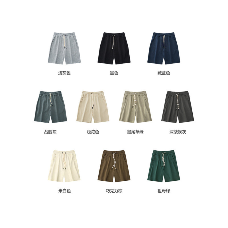 10-Color Heavyweight Summer Knit Pure Cotton Japanese-Style Retro Sports Drawstring Casual Shorts Sweatpants for Men Wholesale