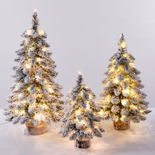 Factory Direct Pointed Drooping Small Mini Flocking Christmas Tree Decorations Christmas Desktop Ornaments Nordic Style