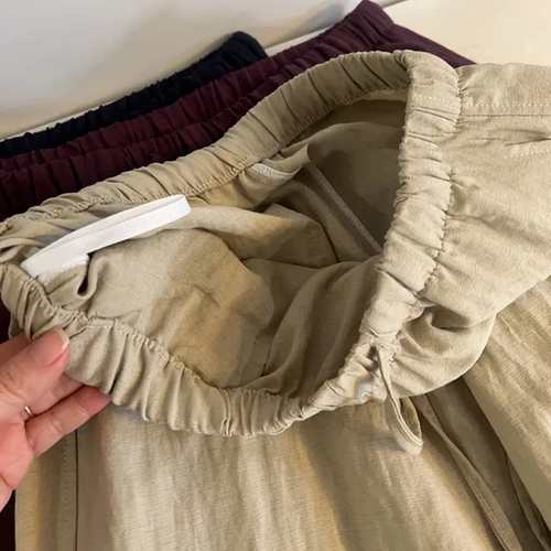Laycel Tencel Linen Purple Women's Summer Thin High-Waisted Loose Petite 9/10 Straight Leg Pants