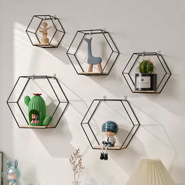 北欧风铁艺置物架挂墙客厅墙面摆件手办收纳架房间墙上装饰品壁饰