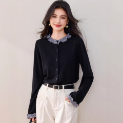 法式木耳边针织衫女春秋装2025年新款早秋季欧货独特别致打底小衫