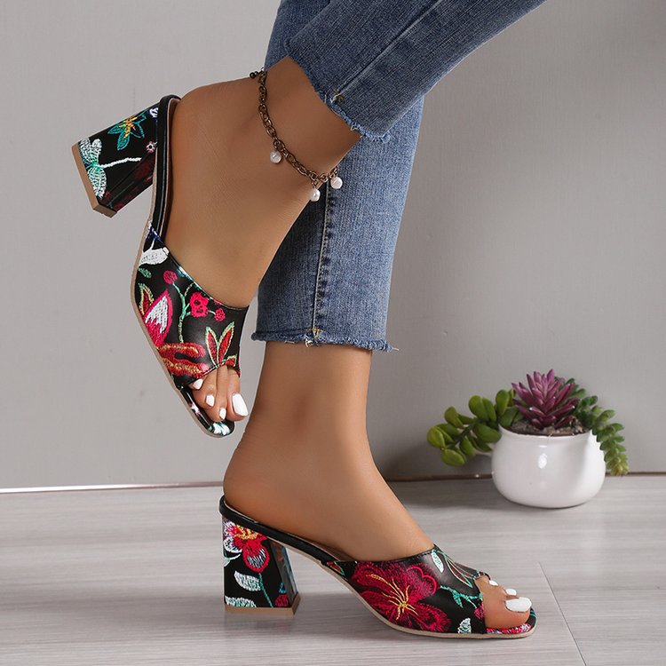 Mujeres Vacaciones Floral Ditsy Punta Cuadrada Sandalias De Moda display picture 7