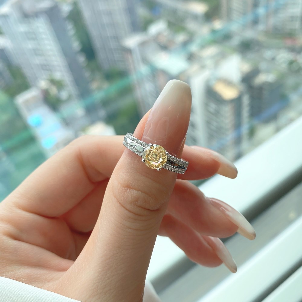 Fashion Round Sterling Silver Plating Zircon Rings
