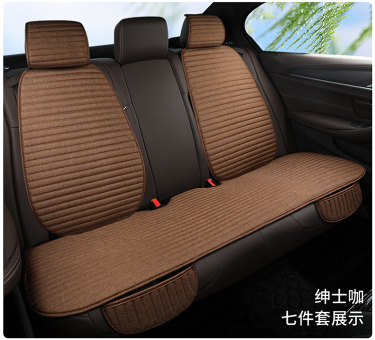Linen Car Seat Cushion Wholesale Four-Season Universal Breathable Small Waist Three-Piece Set Multi-Piece Set Main and Passenger Single Seat Foreign Trade