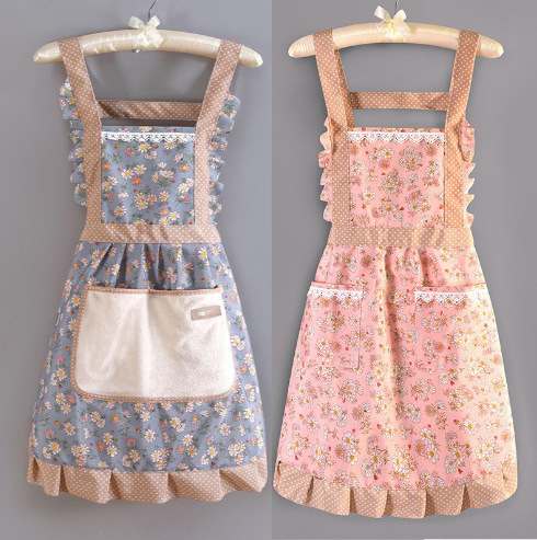 Nuevo delantal de lona de las mujeres lindo estilo occidental cocina casera transpirable estilo coreano resistente al desgaste princesa vestido adulto trabajo