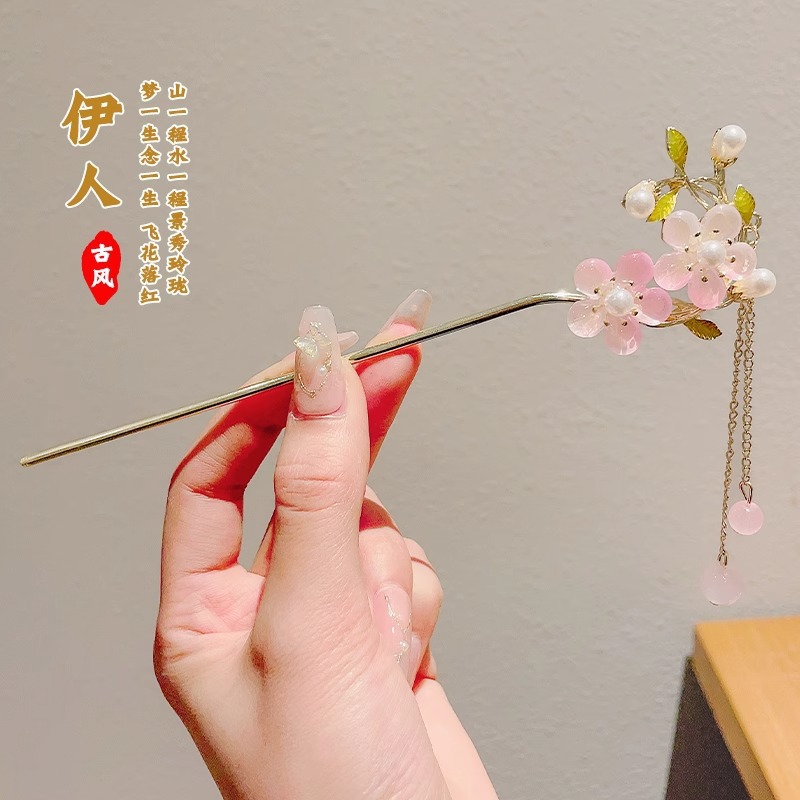 Clipper de cabello de flores de estilo antiguo, temperamento femenino de alto nivel, temperamento versátil, clipper de cabello de estilo chino, clipper de cabello de cabeza posterior.