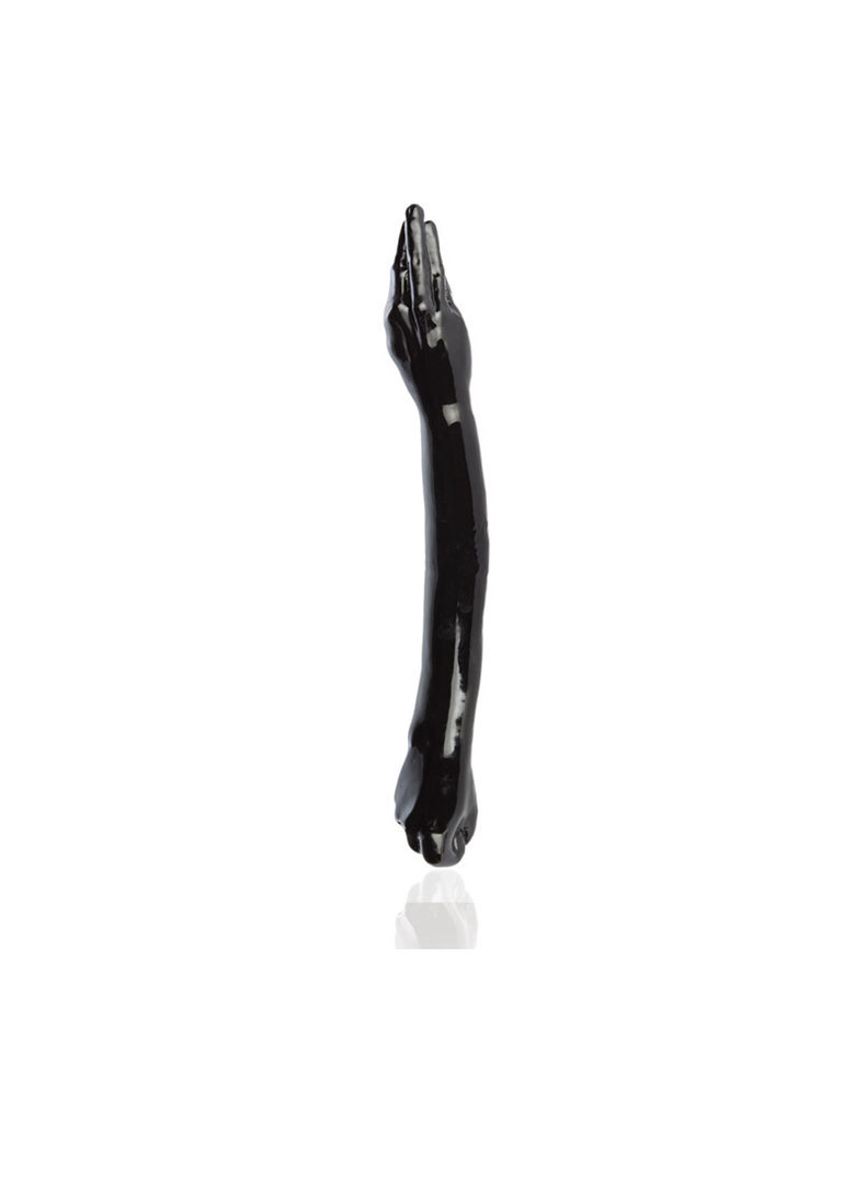 Double-Headed Fist-Shaped Dildo, Extra-Long Anal Plug, Black PVC, Ultra-Realistic Texture — detail image 2