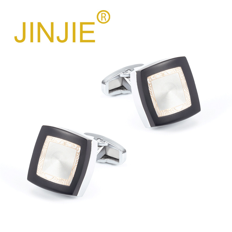 New square silver CD enamel metal cufflinks for export French-style shirts, wholesale men's cufflinks