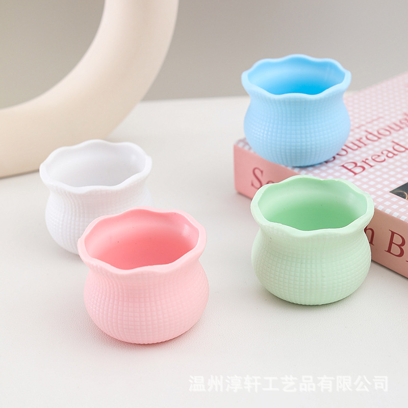 塑料小花盆毛线钩织加厚扭扭棒盆栽迷你手工小花瓶车载摆件工厂批|undefined