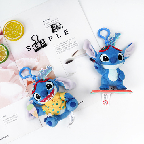 Genuine Disney Doll Strawberry Bear Plush Toy Stitch Doll Scented Pendant Big Eyed Monster Bag Accessories