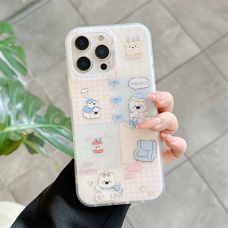 Estilo ins sofá de costura cachorro para Apple 16ProMax funda para teléfono móvil 15Pro lindo 14/13 femenino 15PM