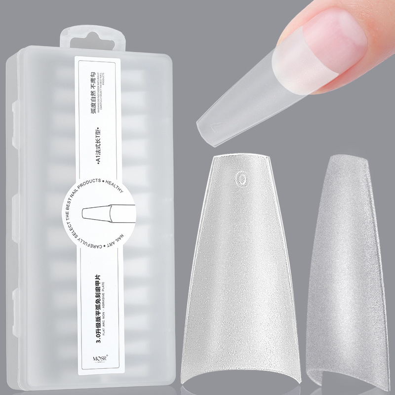 240 PCs-transparent soft gel coffin-shaped false nails half cover acrylic 12 sizes not easy to fold nail stickers
