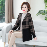 中老年女装大码宽松中长款外套连帽拉链开衫妈妈装秋冬新款格子，商品下架区，妃慕昵服饰