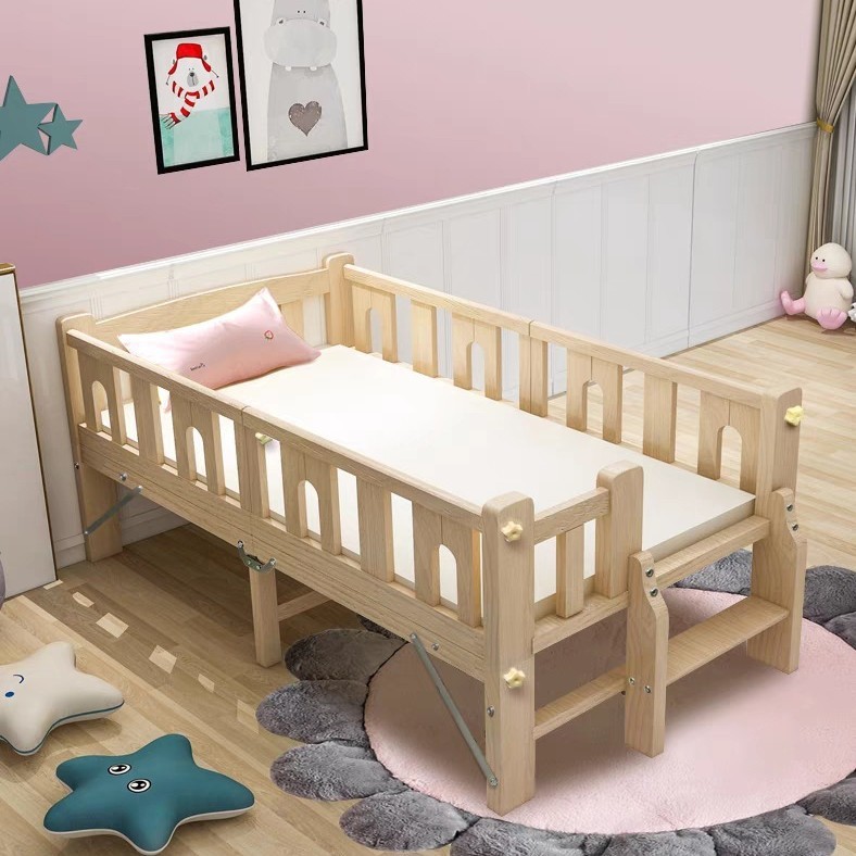子供用ベッド 男の子用シングルベッド 女の子用プリンセスベビーベッド 大型ベッドと連結可能 拡張ベッドサイドベッド ガードレール付き安全ベッド|undefined