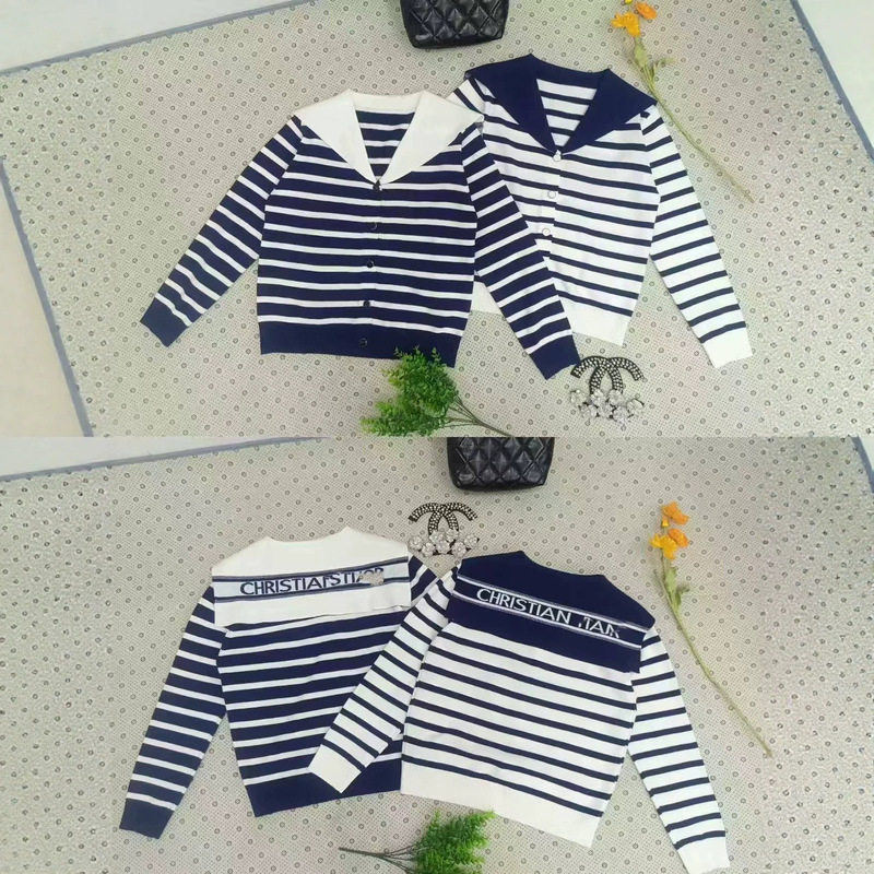 Stylish Navy Collar Short-Sleeve Striped Knit Shirt for Women, New Summer 2026, Elegant, Age-Reducing, Loose and Slimming Top Stylish Navy Collar Short-Sleeve Striped Knit Shirt for Women, New Summer 2026, Elegant, Age-Reducing, Loose and Slimming Top