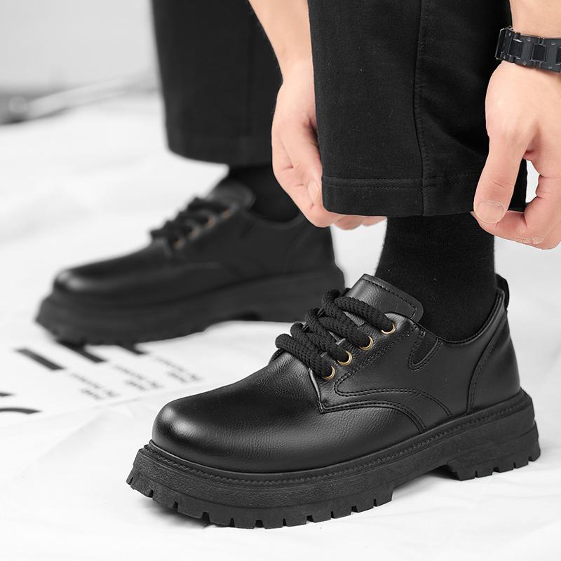 2024 otoño zapatos de cuero de alto bajo para hombres zapatos de trabajo casuales de moda coreana clásicos zapatos casuales de hombre zapatos de trabajo para hombres