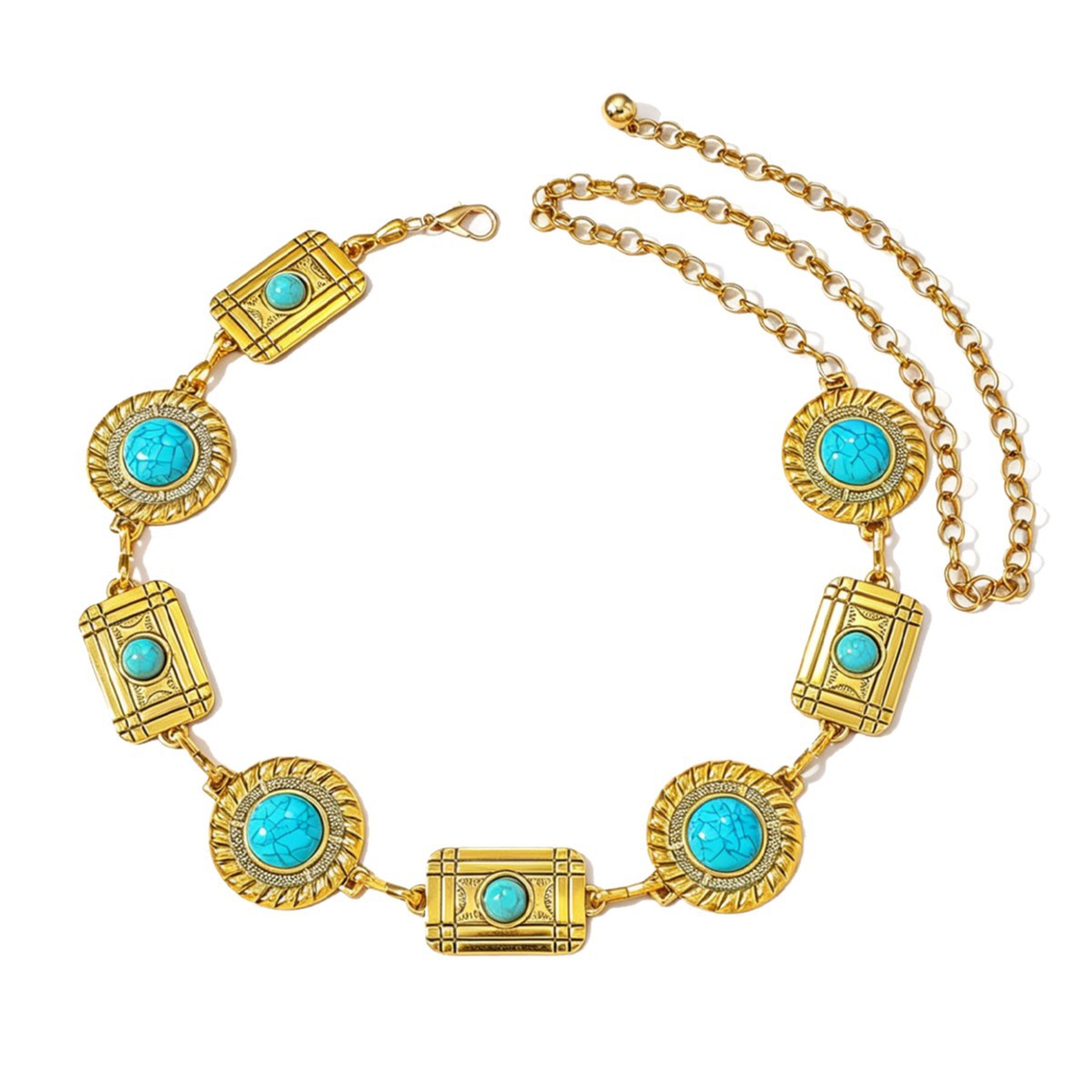 Vintage tailleketting met turquoise voor dames boho stijl_voghion.com