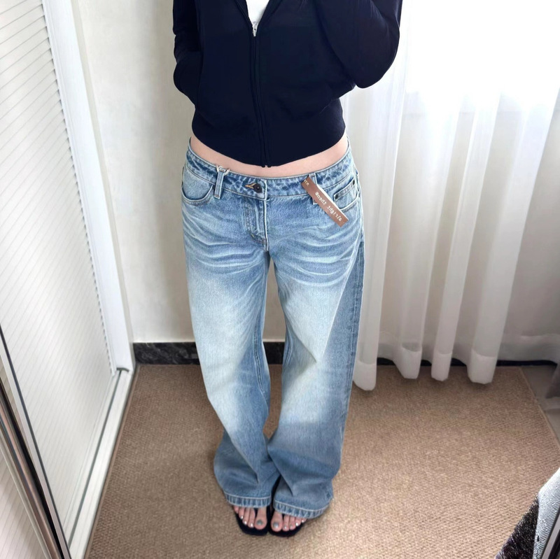 Niche Alrigh*T060M&060L Mid-High Waist Low Waist Retro Heavy Washed Pure Cotton Straight Denim Pants Niche Alrigh*T060M&060L Mid-High Waist Low Waist Retro Heavy Washed Pure Cotton Straight Denim Pants