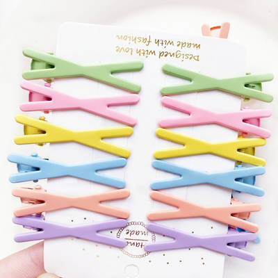 4.5cm Korea ins Candy-colored lacquer cross X-shaped bangs side clip diy seamless cartoon hairpin wholesale