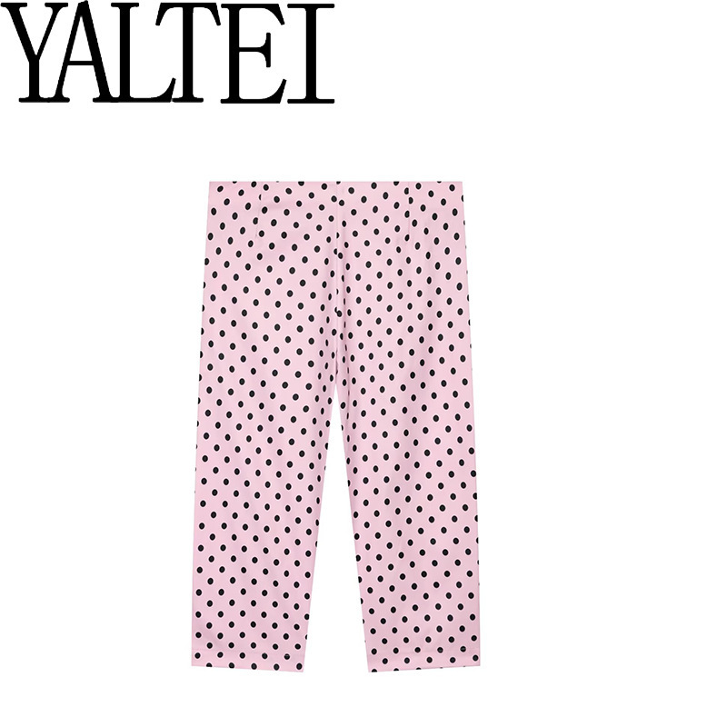 ZA cross-border AliExpress ins European and American women's clothing summer new color-blocking polka dot capri pants 4661446644