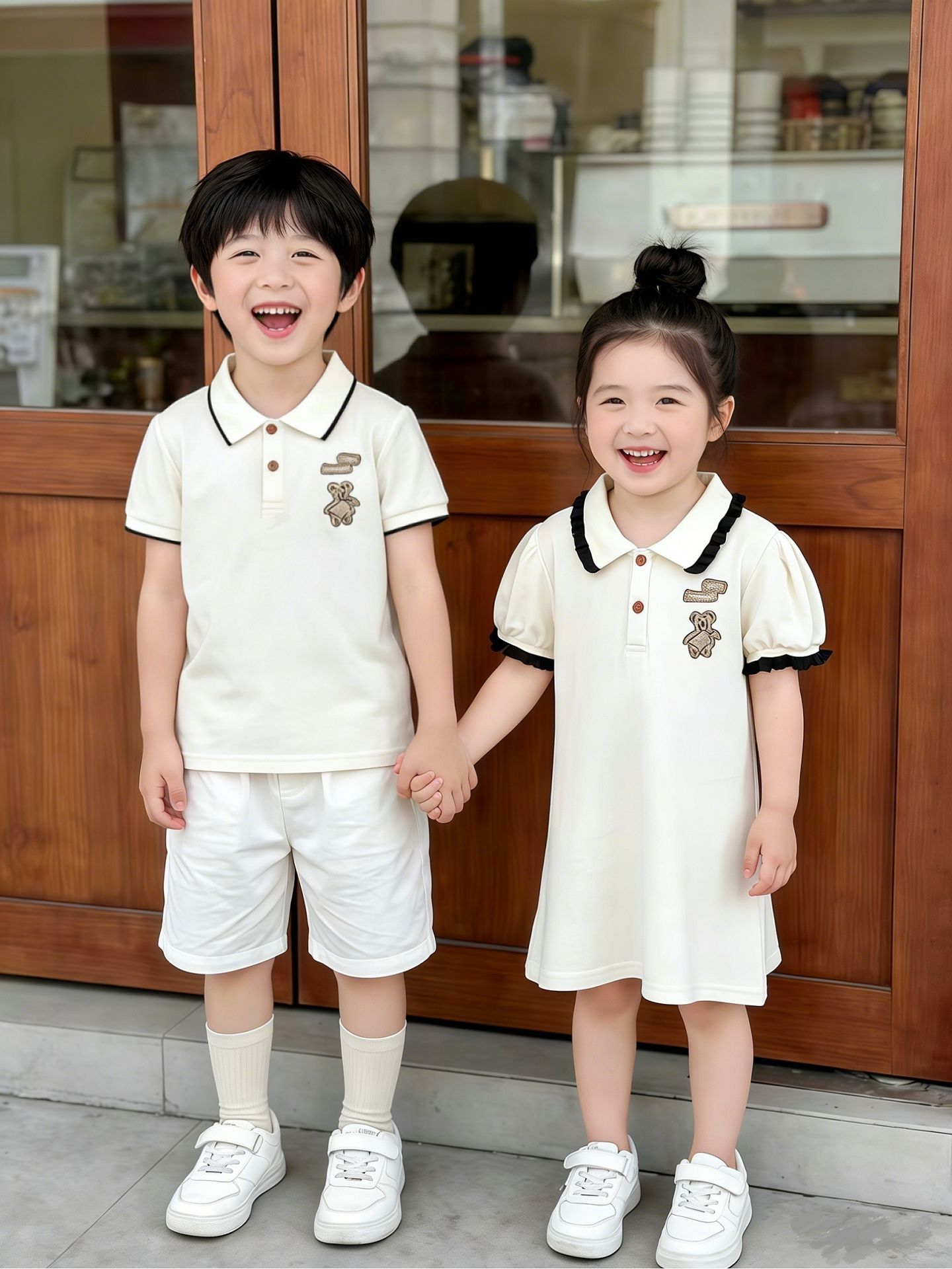 『デザインモデル』親子服ワンピースpoloシャツ一家三口四口親子服工場直売