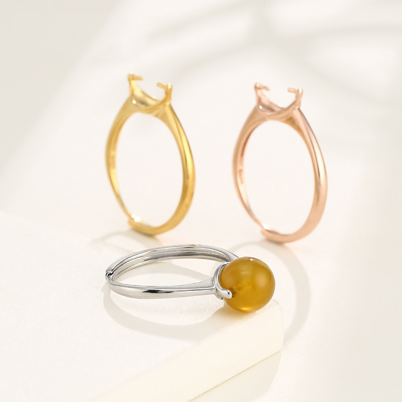 DIY Pearl Accessories Ring Setting Natural Pearl Ring Setting Wholesale Fashion Ring with 5-8mm Round Beads