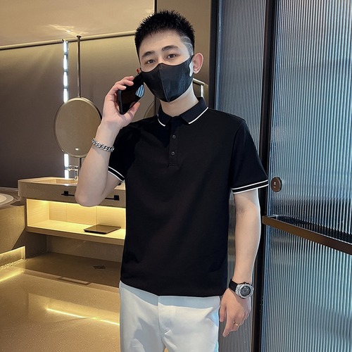 Ice Silk Collar Polo Shirt Men's Short Sleeve T-Shirt Men's Summer Trend Brand Fashion Instagram Casual Half Sleeve