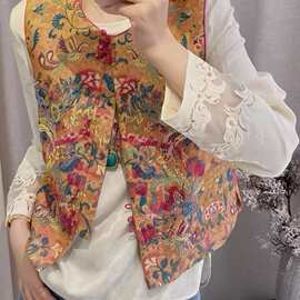 26早春新款时尚新中式凤凰戏马提花重工串珠刺绣马甲117