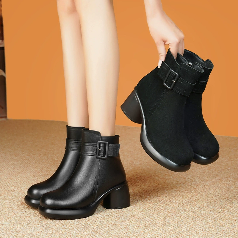 Ботинки Martens (WC3362) — кожаные ботильоны на платформе, тёплая подкладка
